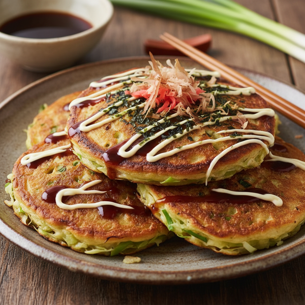 Savory Japanese Vegetable Pancakes (Okonomiyaki) recipe