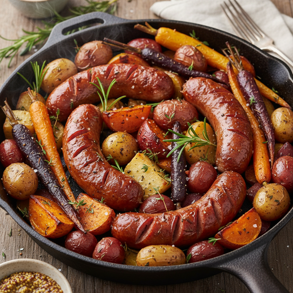 Savory Kielbasa Bake with Root Vegetables recipe