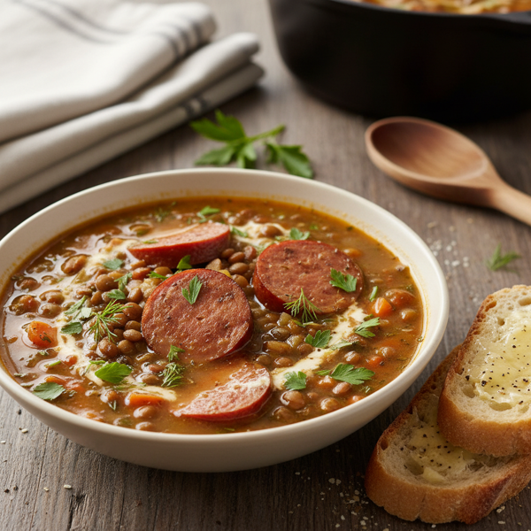 Savory Kielbasa and Lentil Comfort Soup recipe