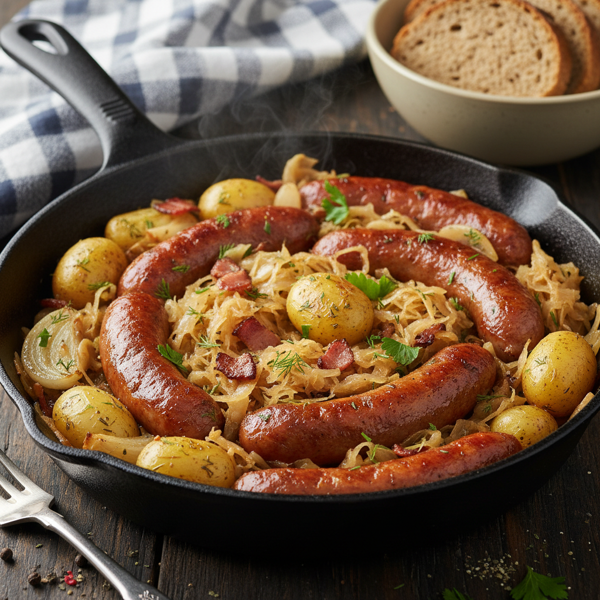 Savory Kielbasa and Sauerkraut Skillet recipe