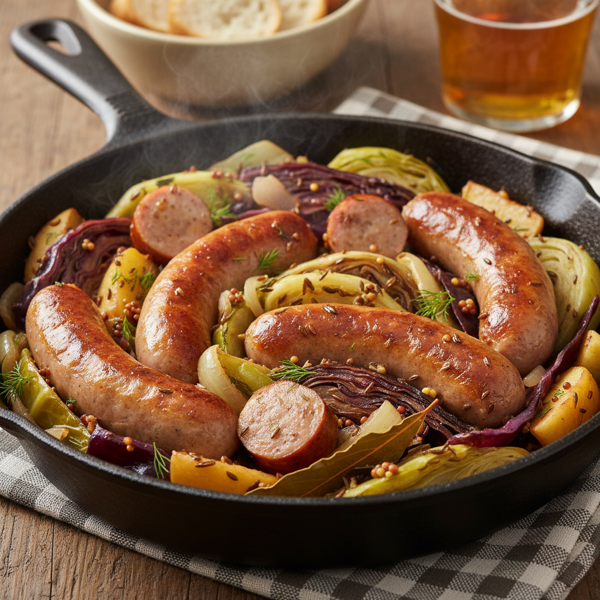 Savory Knackwurst and Cabbage Skillet recipe