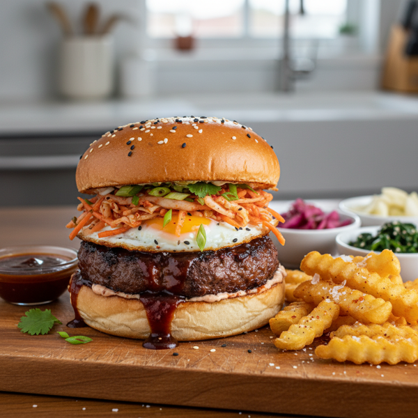 Savory Korean-Style BBQ Burgers recipe