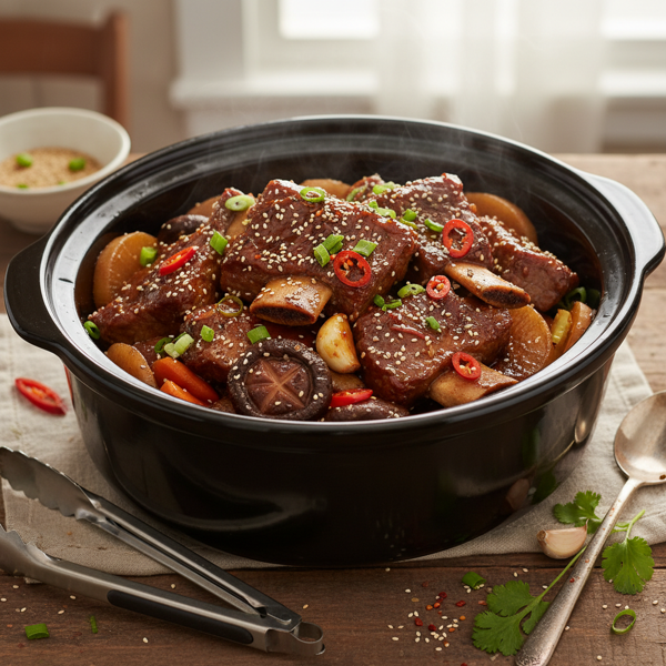 Savory Korean-Style Short Ribs in a Slow Cooker recipe