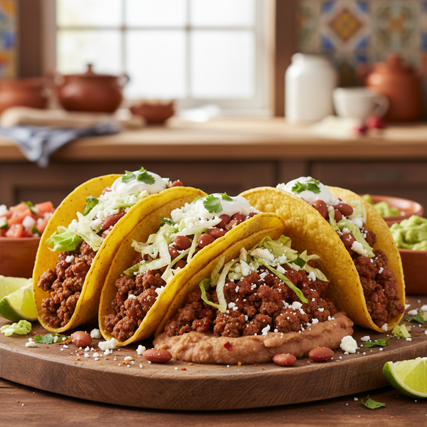 Savory Lawry's Beef & Bean Tacos recipe