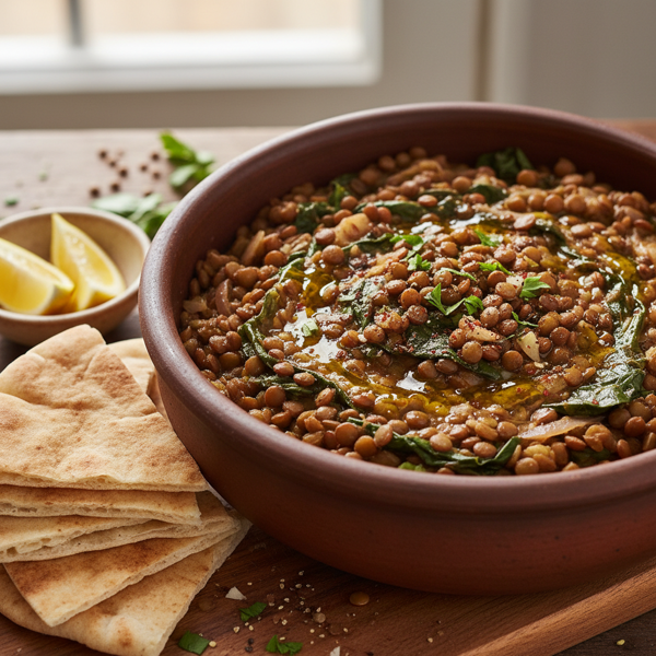 Savory Lebanese Lentil & Swiss Chard Delight recipe