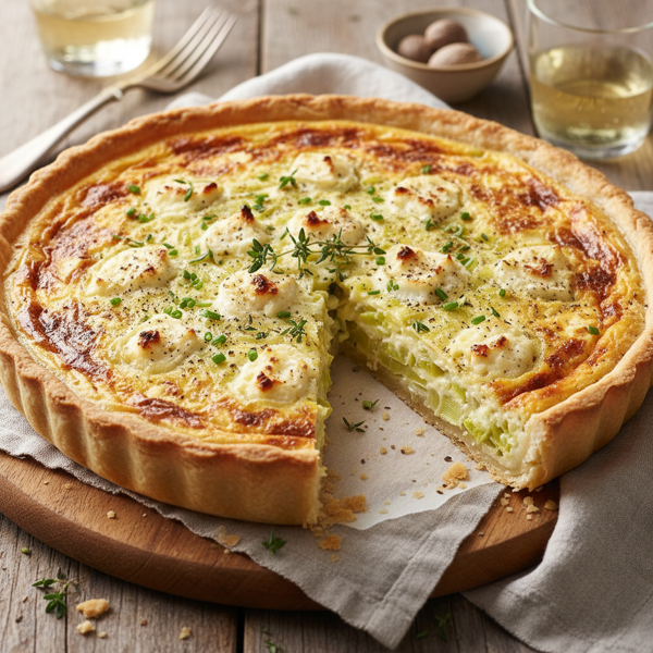 Savory Leek and Goat Cheese Quiche with Nutmeg Infusion recipe