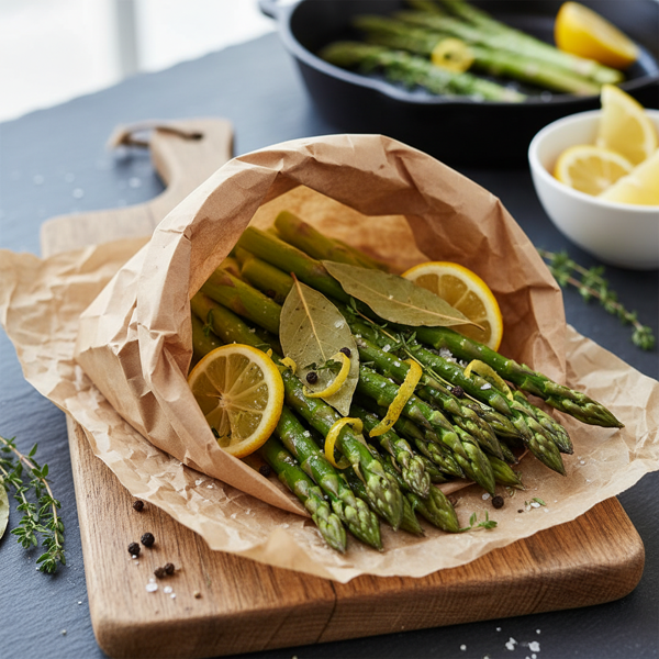 Savory Lemon-Bay Asparagus in a Paper Bag recipe
