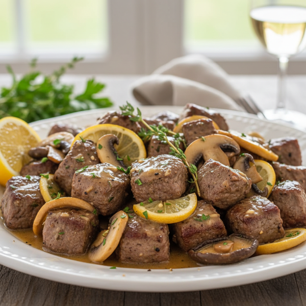 Savory Lemon-Mushroom Cube Steaks recipe