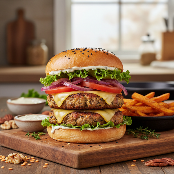 Savory Lentil Nut Burgers recipe