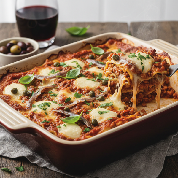 Savory Lentil and Anchovy Lasagna recipe