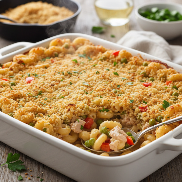 Savory Light Tuna Noodle Bake recipe