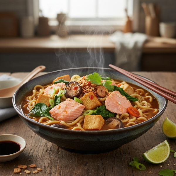 Savory Lomi Salmon & Tofu Delight recipe