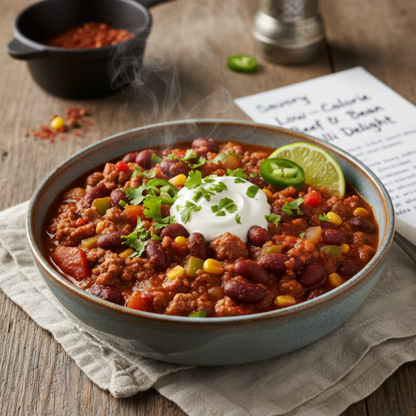 Savory Low-Calorie Beef & Bean Chili Delight recipe