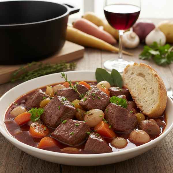Savory Low-Fat Burgundy Beef Stew with Seasonal Vegetables recipe