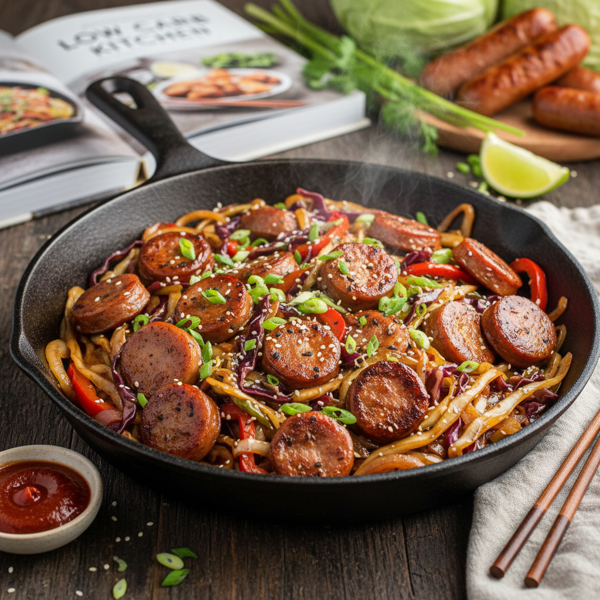 Savory Low Carb Sausage and Cabbage Stir Fry recipe