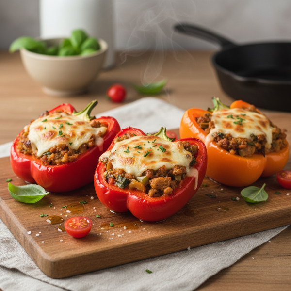 Savory Low Carb Turkey-Stuffed Bell Peppers recipe