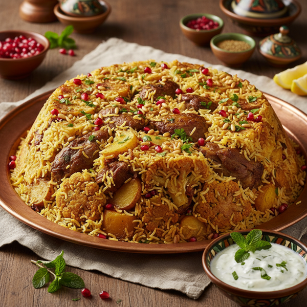 Savory Makloubeh with Cauliflower and Potatoes recipe