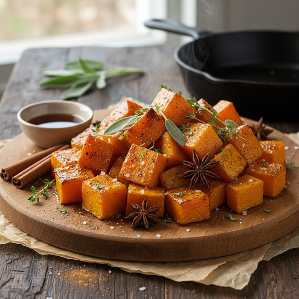 Savory Maple-Cinnamon Roasted Butternut Squash recipe