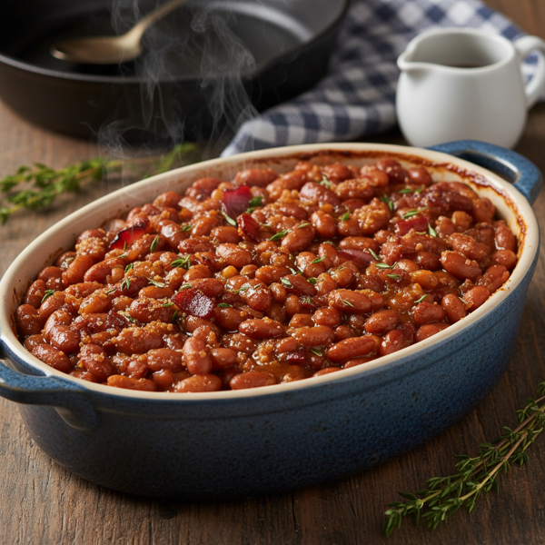 Savory Maple-Glazed Baked Beans recipe