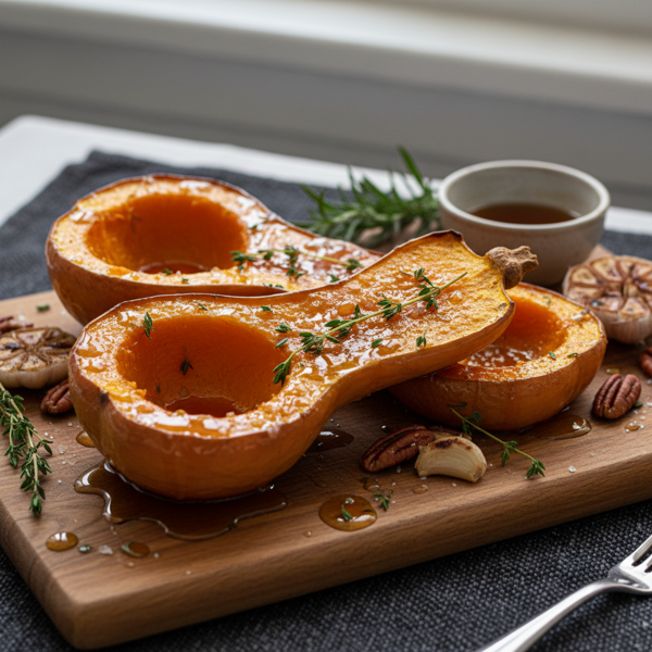 Savory Maple-Glazed Baked Butternut Squash recipe