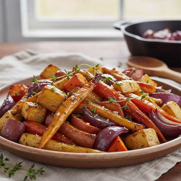 Savory Maple-Glazed Roasted Root Vegetables recipe