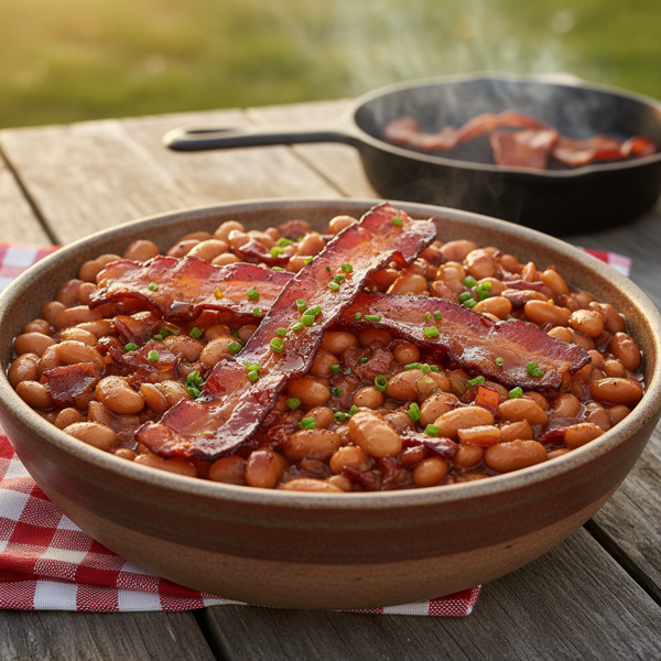 Savory Maple Bacon BBQ Baked Beans recipe