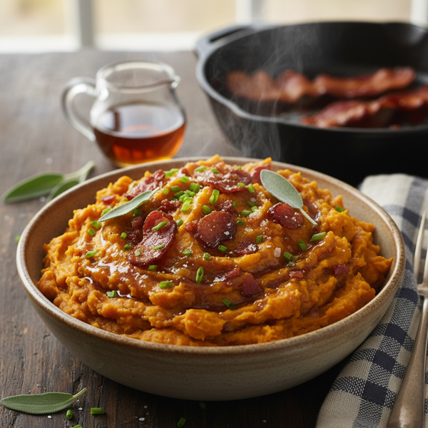 Savory Maple Bacon Sweet Potato Mash recipe