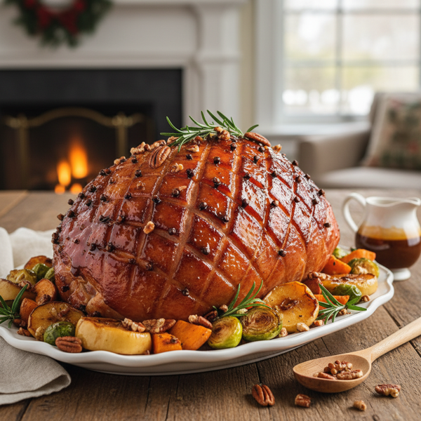 Savory Maple Bourbon-Glazed Ham recipe