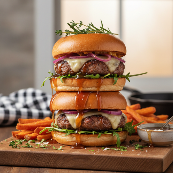 Savory Maple Glazed Pork Burgers recipe