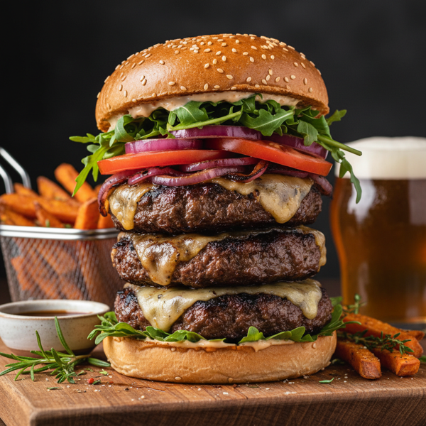 Savory Marinated Beef Burgers recipe