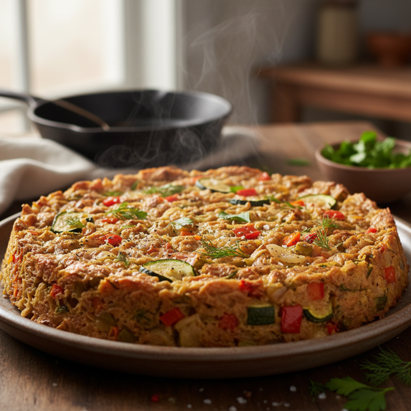 Savory Matzoh Farfel Kugel with Vegetables recipe