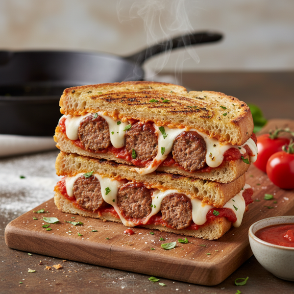 Savory Meatball Mozzarella Panini recipe