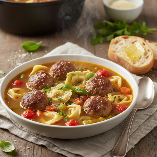 Savory Meatball Tortellini Soup recipe