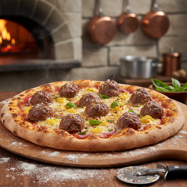 Savory Meatball & Cheddar Pizza recipe