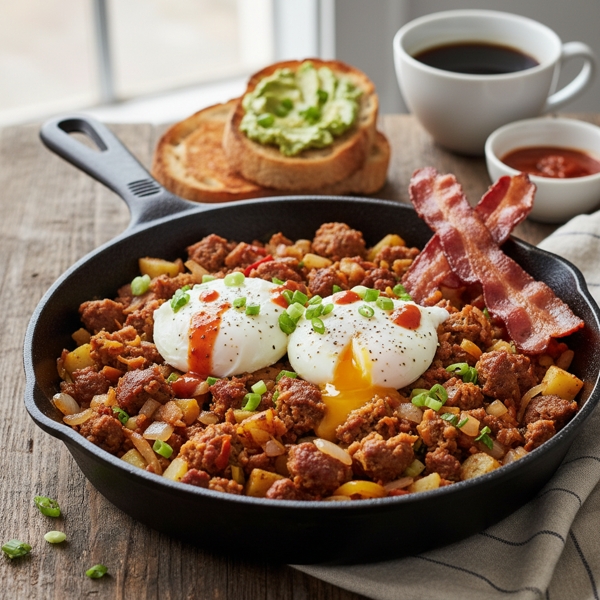Savory Meatloaf Breakfast Hash recipe