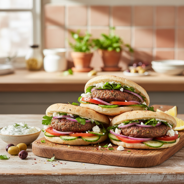 Savory Mediterranean Lamb Pita Burgers recipe