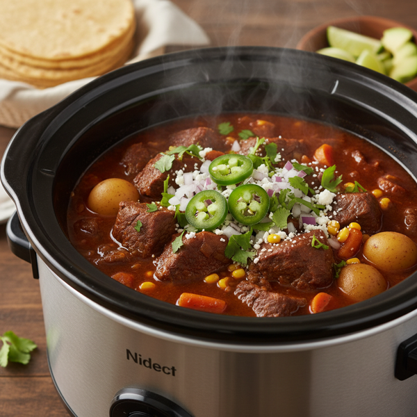 Savory Mexican Beef Stew in a Slow Cooker recipe