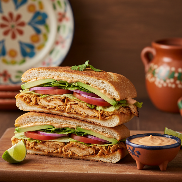 Savory Mexican Chicken Torta with Chipotle Mayo recipe