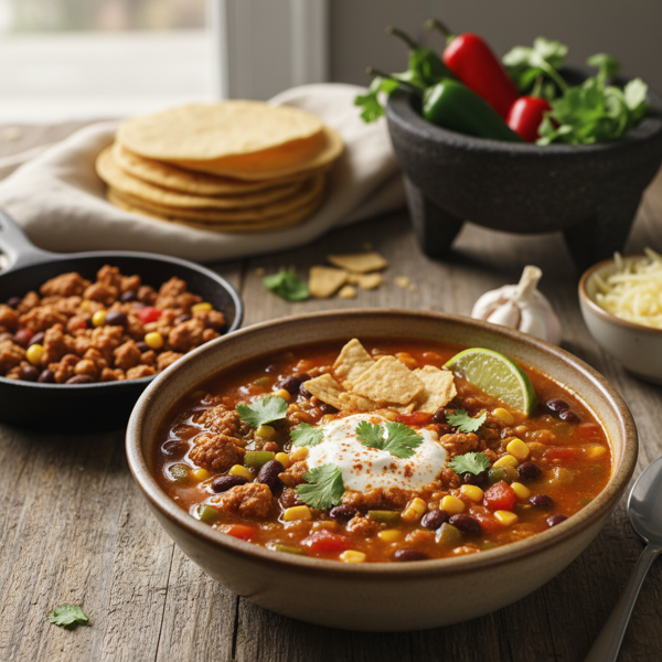 Savory Mexican Turkey Taco Soup recipe
