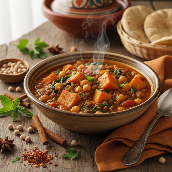 Savory Middle Eastern Chickpea & Sweet Potato Stew recipe