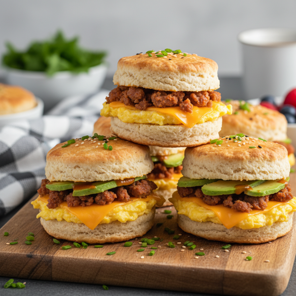 Savory Mini Breakfast Biscuit Sandwiches recipe