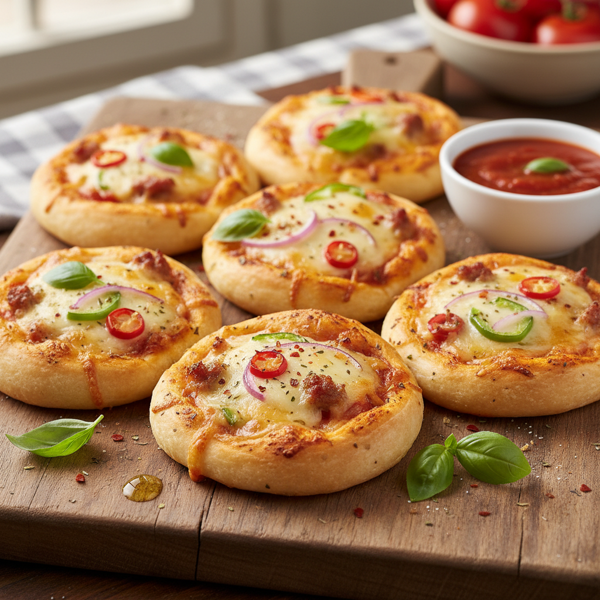 Savory Mini Cheese Pizzas recipe