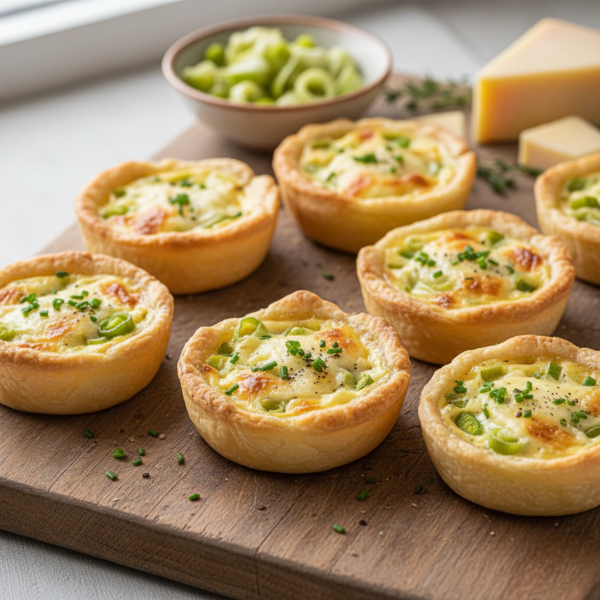 Savory Mini Leek and Swiss Cheese Tarts recipe
