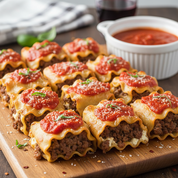 Savory Mini Meat Lasagna Roll-Ups recipe