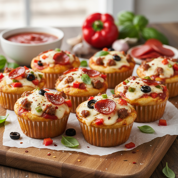 Savory Mini Pizza Muffins recipe