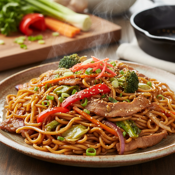 Savory Mom’s Yakisoba with Colorful Vegetables recipe
