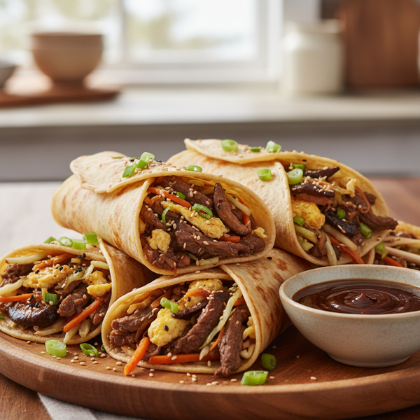 Savory Moo Shu Beef Wraps recipe