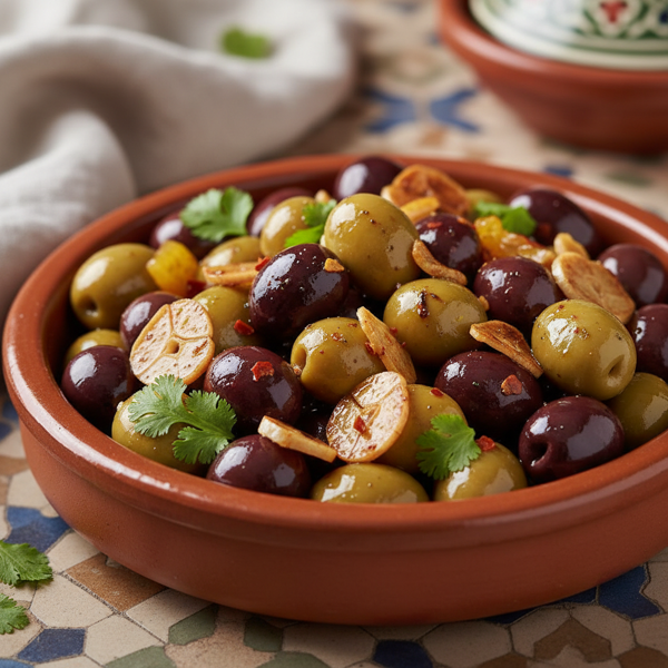 Savory Moroccan-Style Garlic Olives recipe