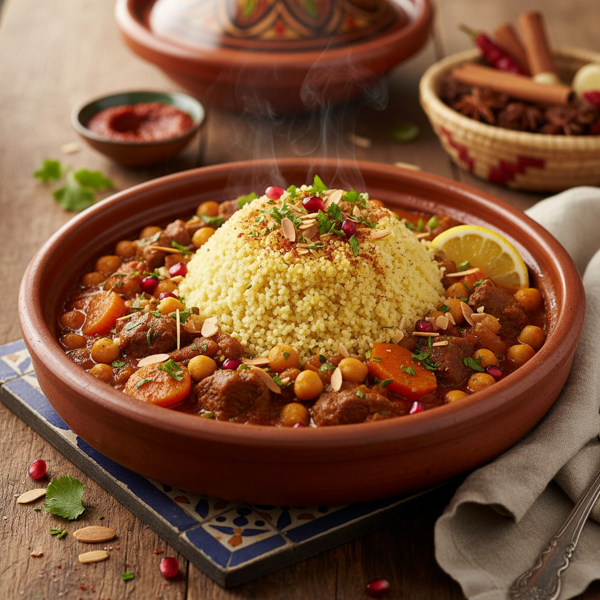 Savory Moroccan Chickpea Stew with Fluffy Couscous recipe