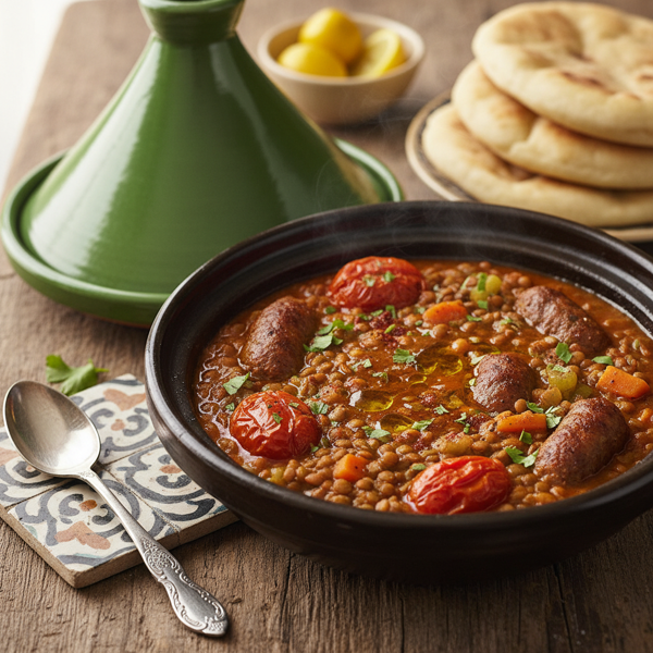 Savory Moroccan Lentil and Sausage Stew recipe
